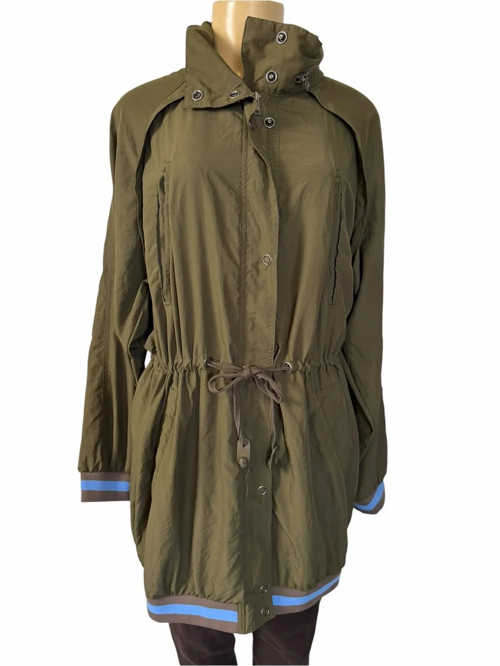 Free People Hooded Longline Jacket in Wild Sage Size Medium